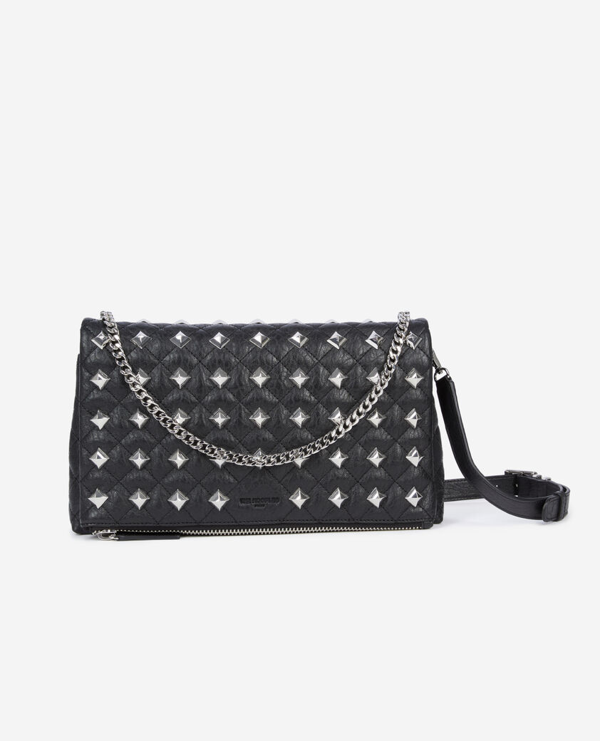 The Kooples WOMEN BLACK heritage medium black leather pouch