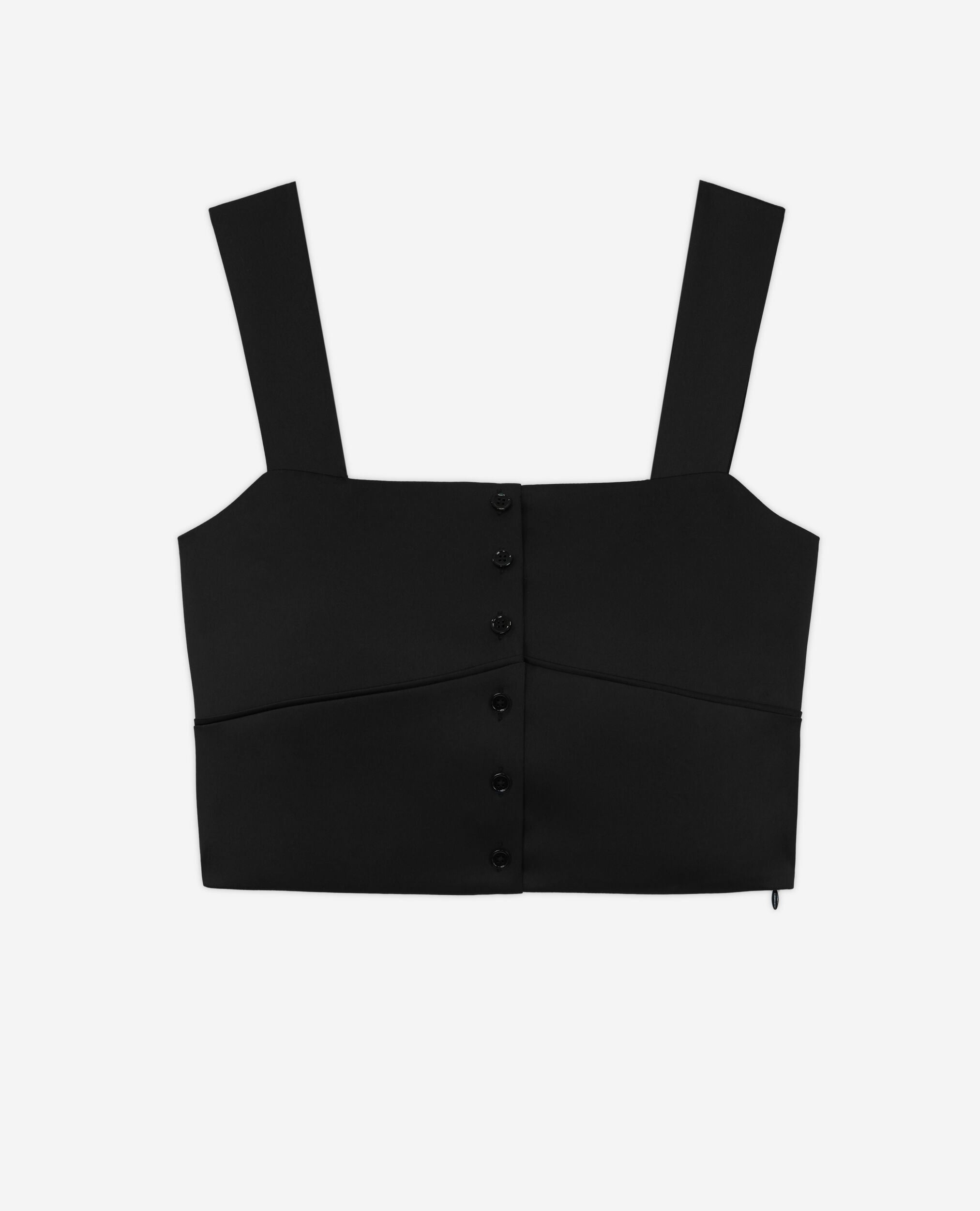 Short black satin top with buttoning for women The Kooples US