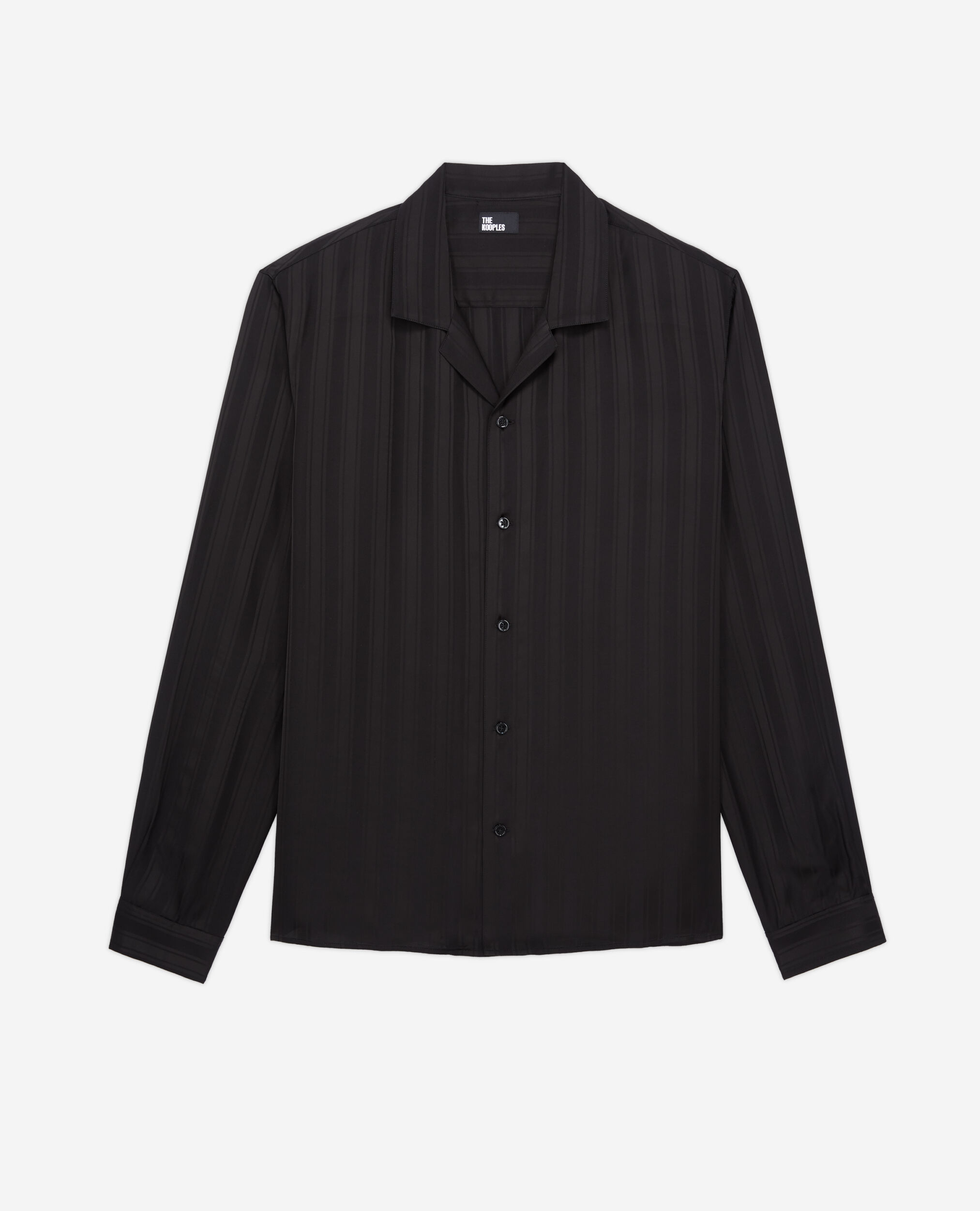 Camisa jacquard negra rayas, BLACK, hi-res image number null