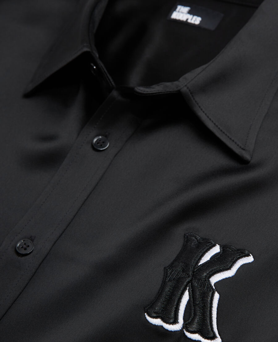 casual black embroidered shirt