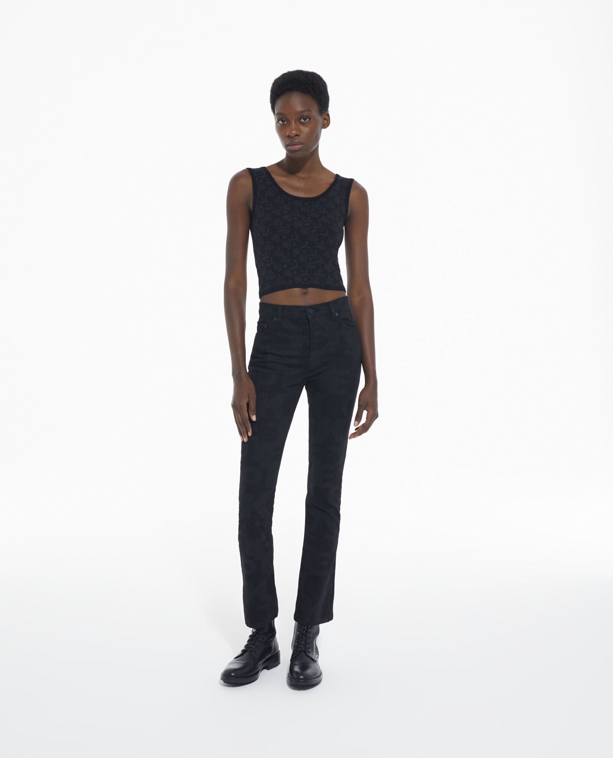 Schwarzes Bustier-Top mit The Kooples Logo, BLACK DARK GREY, hi-res image number null