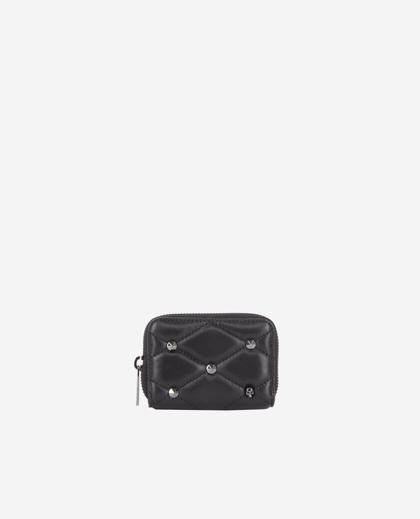 The Kooples F BLACK black quilted leather coin purse
