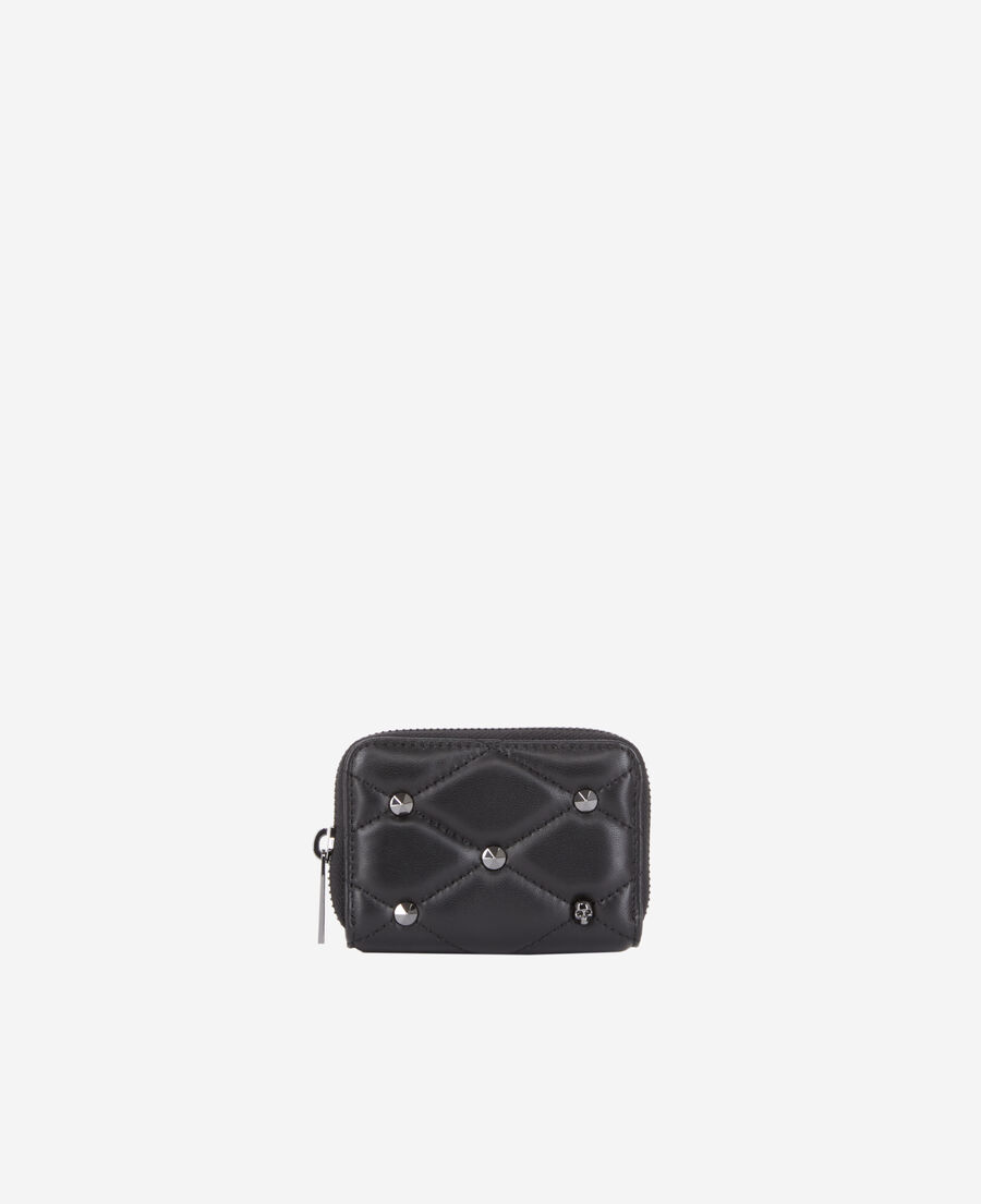 The Kooples DAMEN BLACK schwarzes portemonnaie aus gestepptem leder