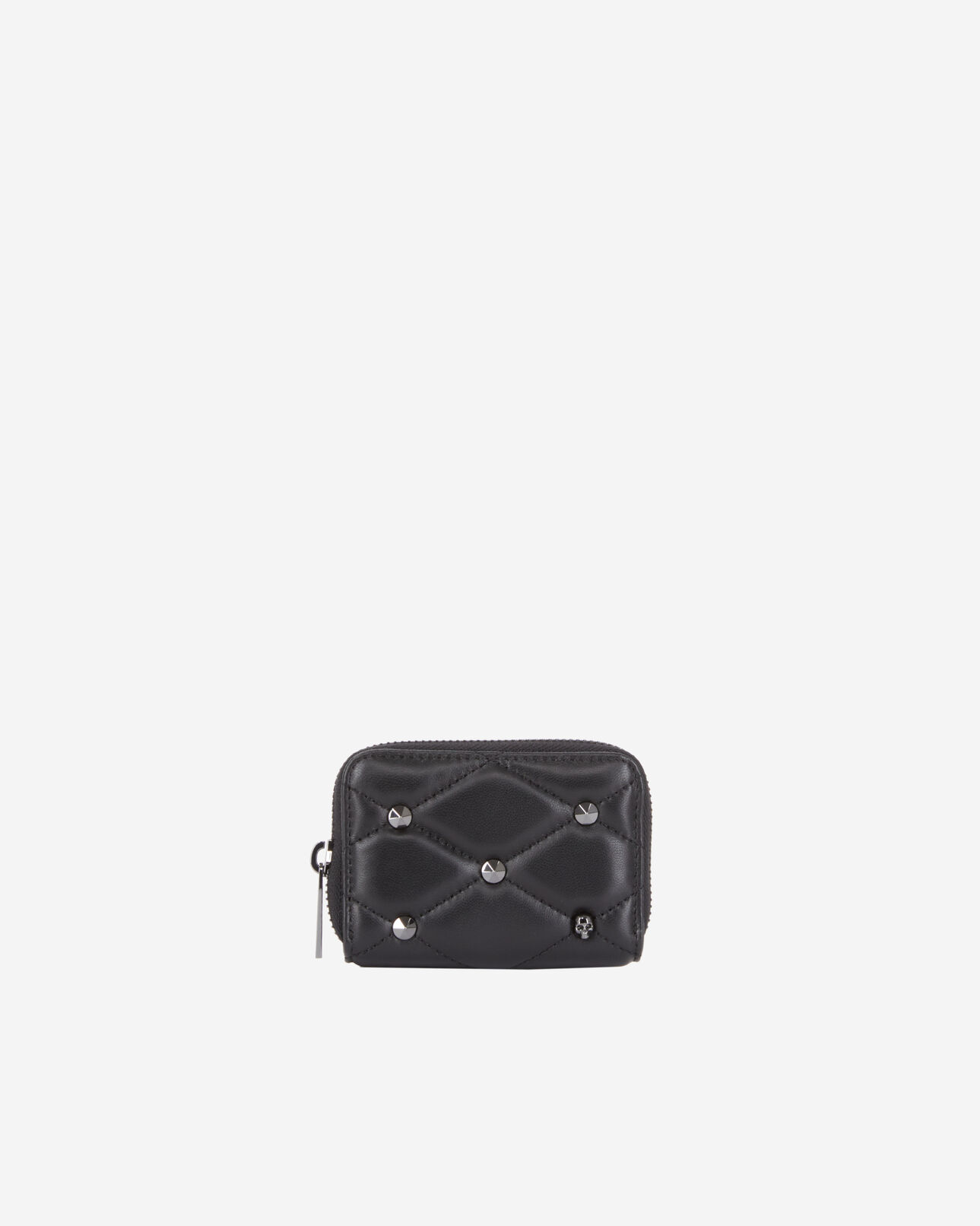 The Kooples WOMEN BLACK black quilted leather coin purse