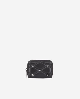 The Kooples DAMEN BLACK schwarzes portemonnaie aus gestepptem leder