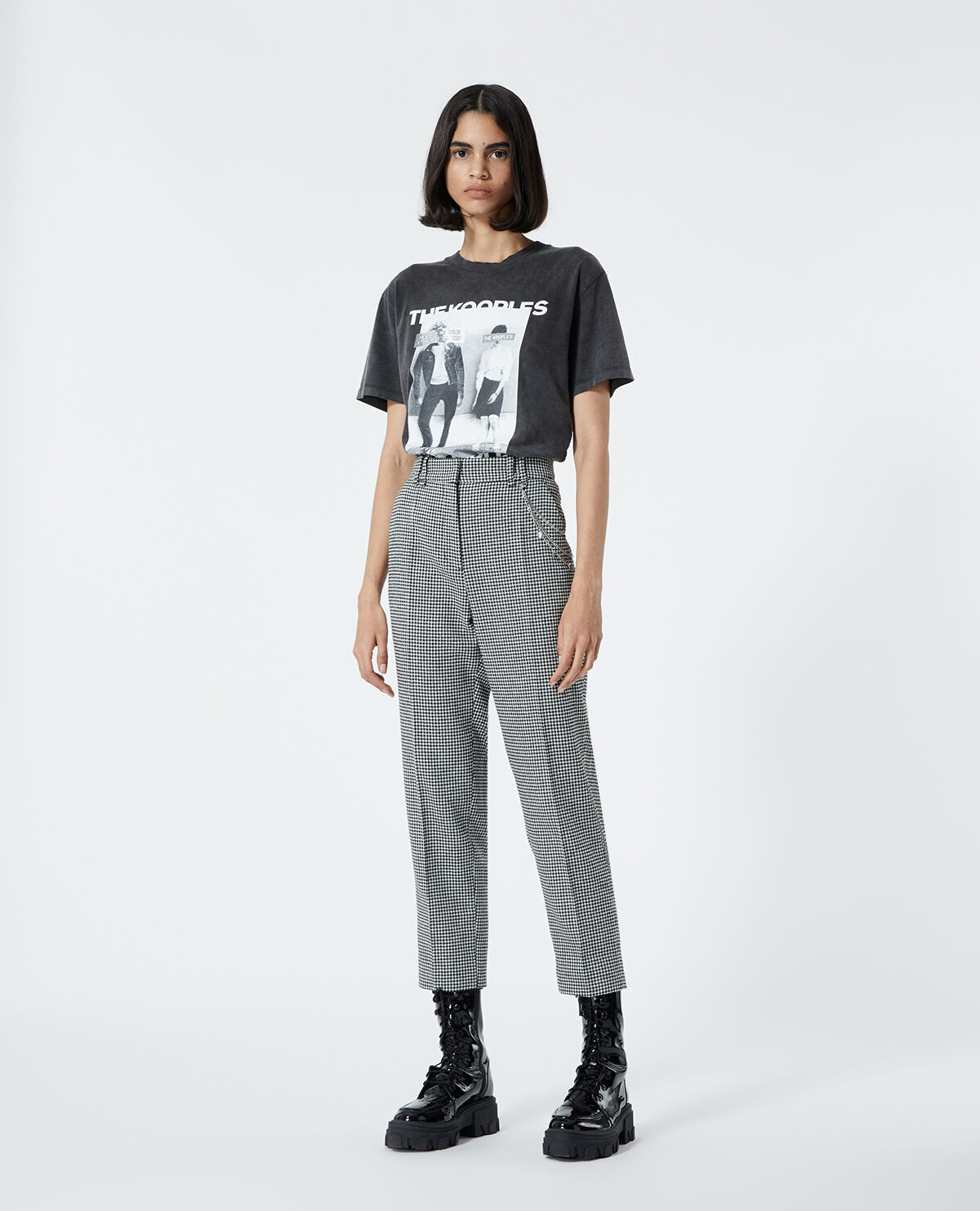 Pantalon droit motif pied de poule The Kooples
