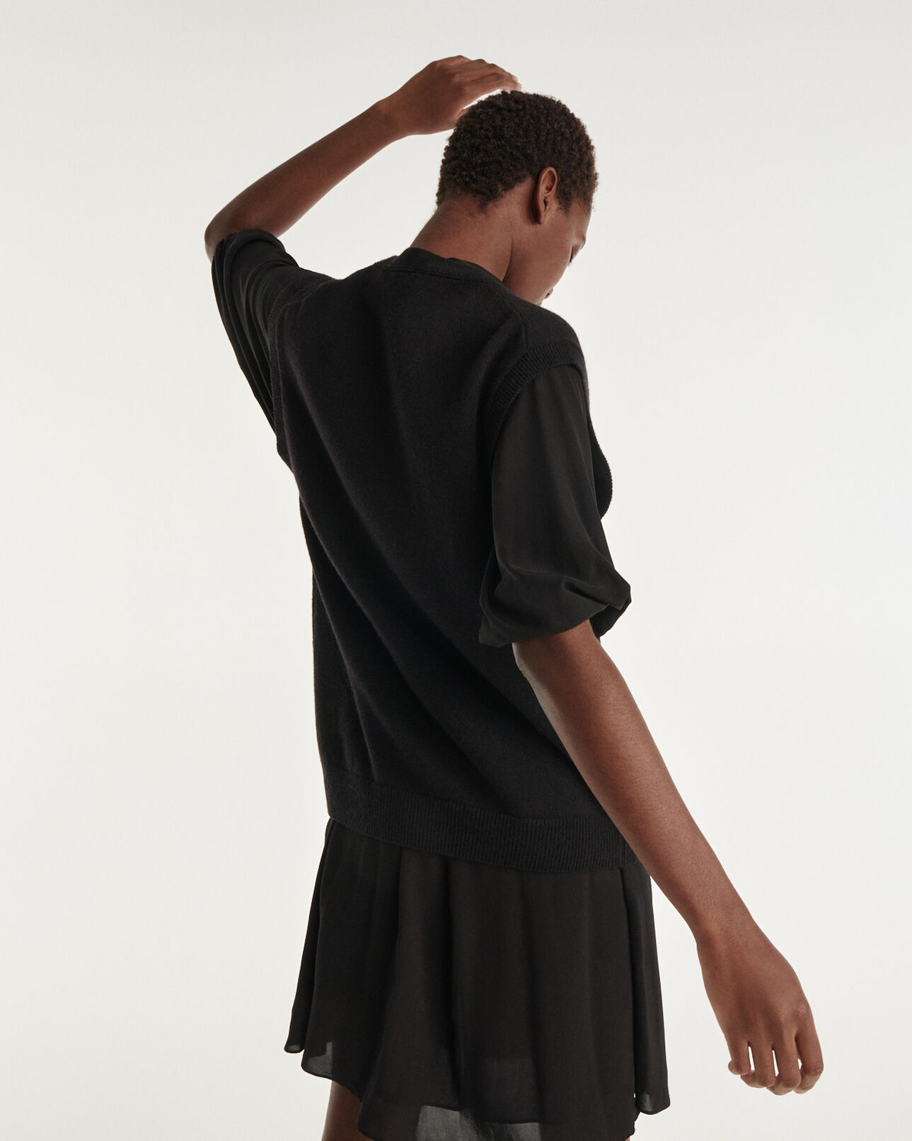 The Kooples WOMEN BLACK sleeveless wool cardigan with jewel buttons