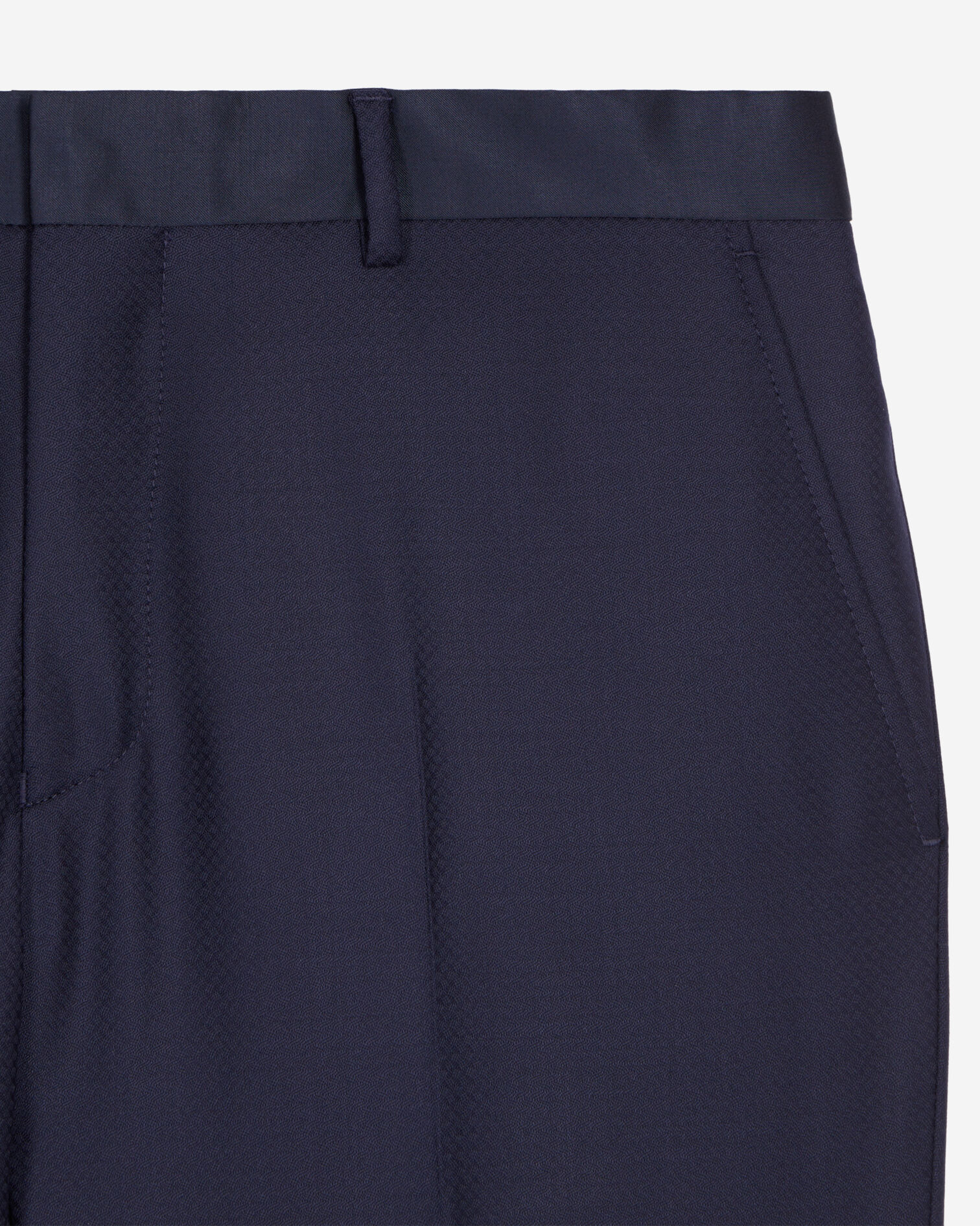Blue navy wool tuxedo fitted trousers, NAVY, hi-res image number null