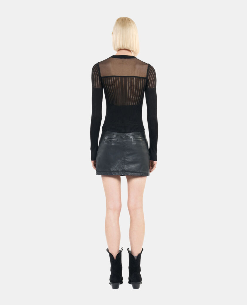 The Kooples FEMME BLACK pull en maille ajour&eacute;e noir