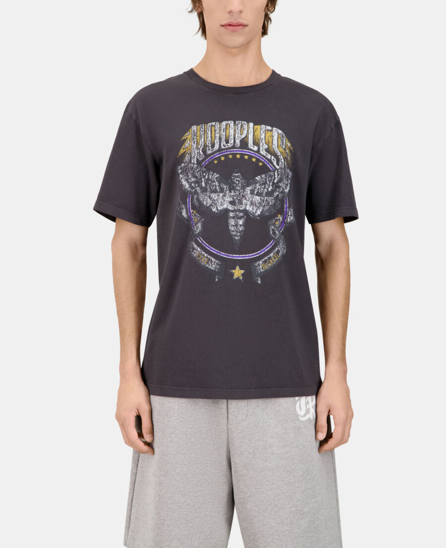The Kooples H CARBONE carbon grey t-shirt with skull butterfly screen print