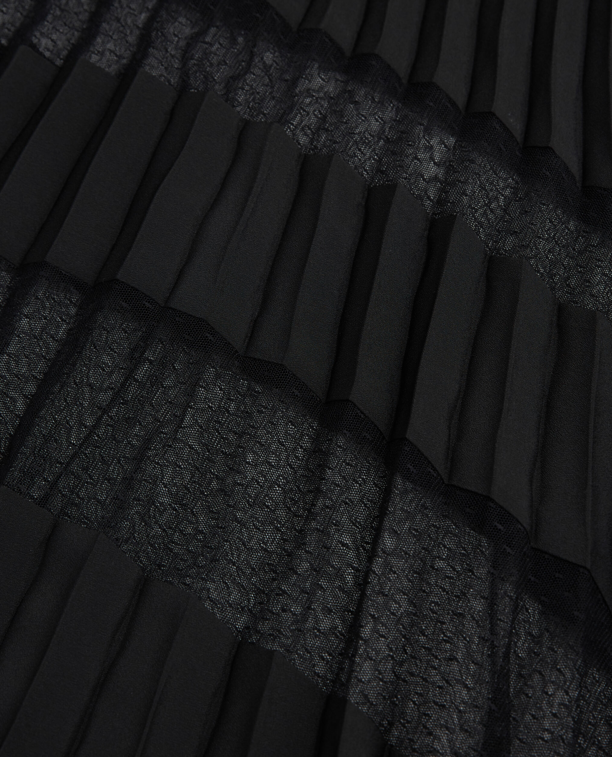Falda larga plisada negra, BLACK, hi-res image number null