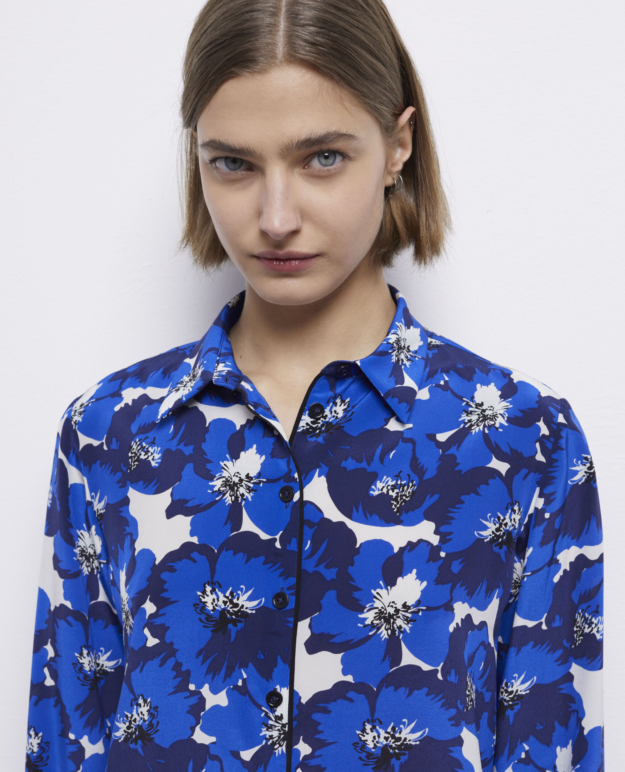 Silk printed shirt, BLUE, hi-res image number null