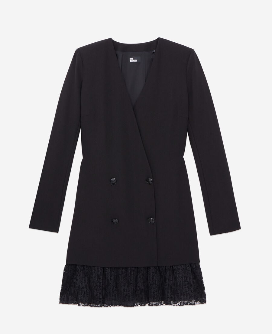 The Kooples F BLACK short black crepe and lace dress