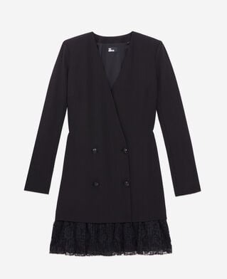 The Kooples F BLACK short black crepe and lace dress