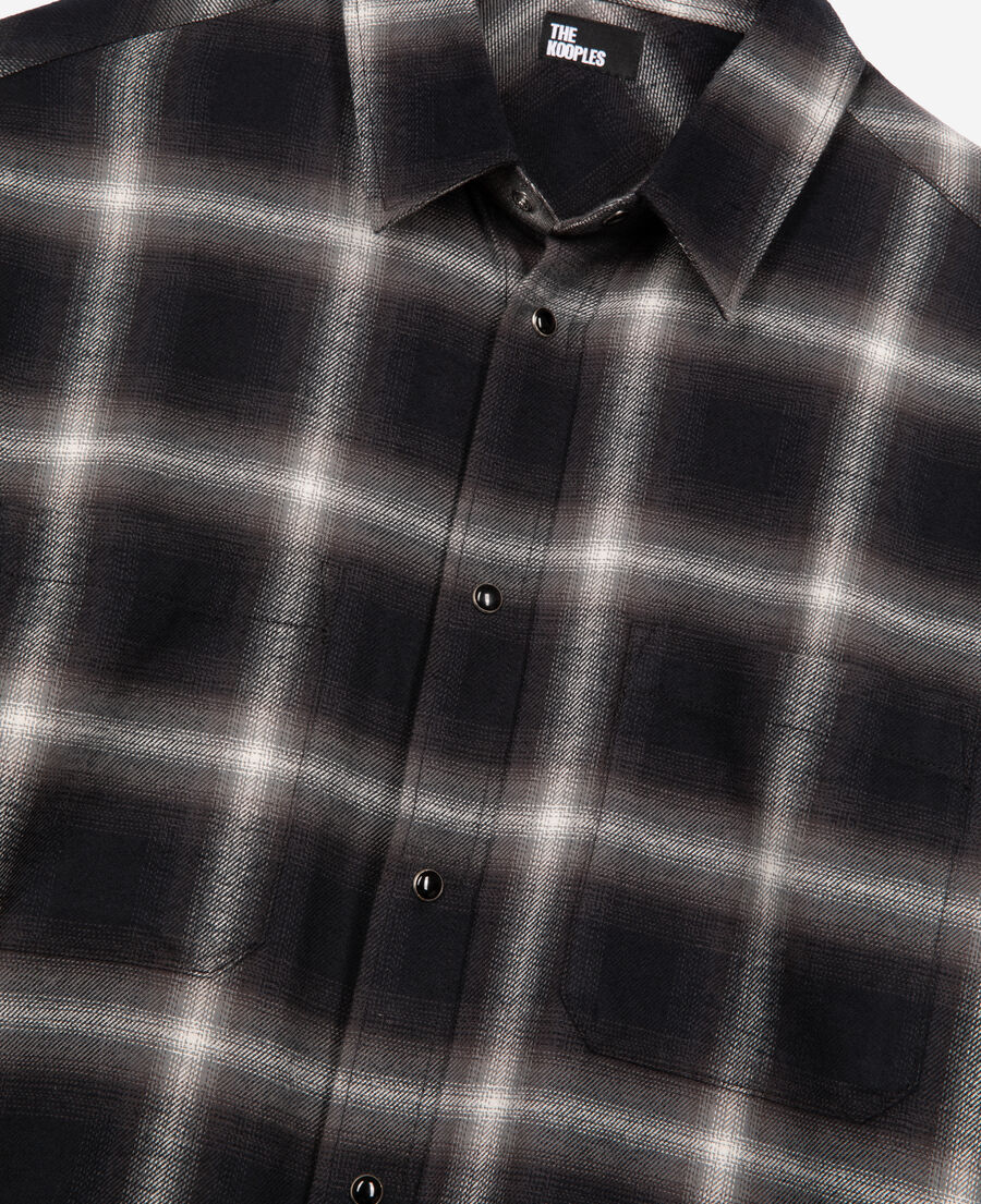 The Kooples MEN BLACK GREY WHITE black plaid shirt