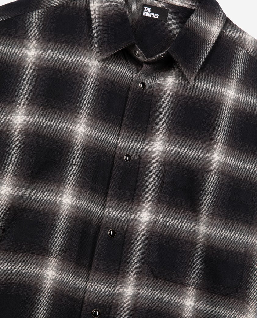 The Kooples MEN BLACK GREY WHITE black plaid shirt