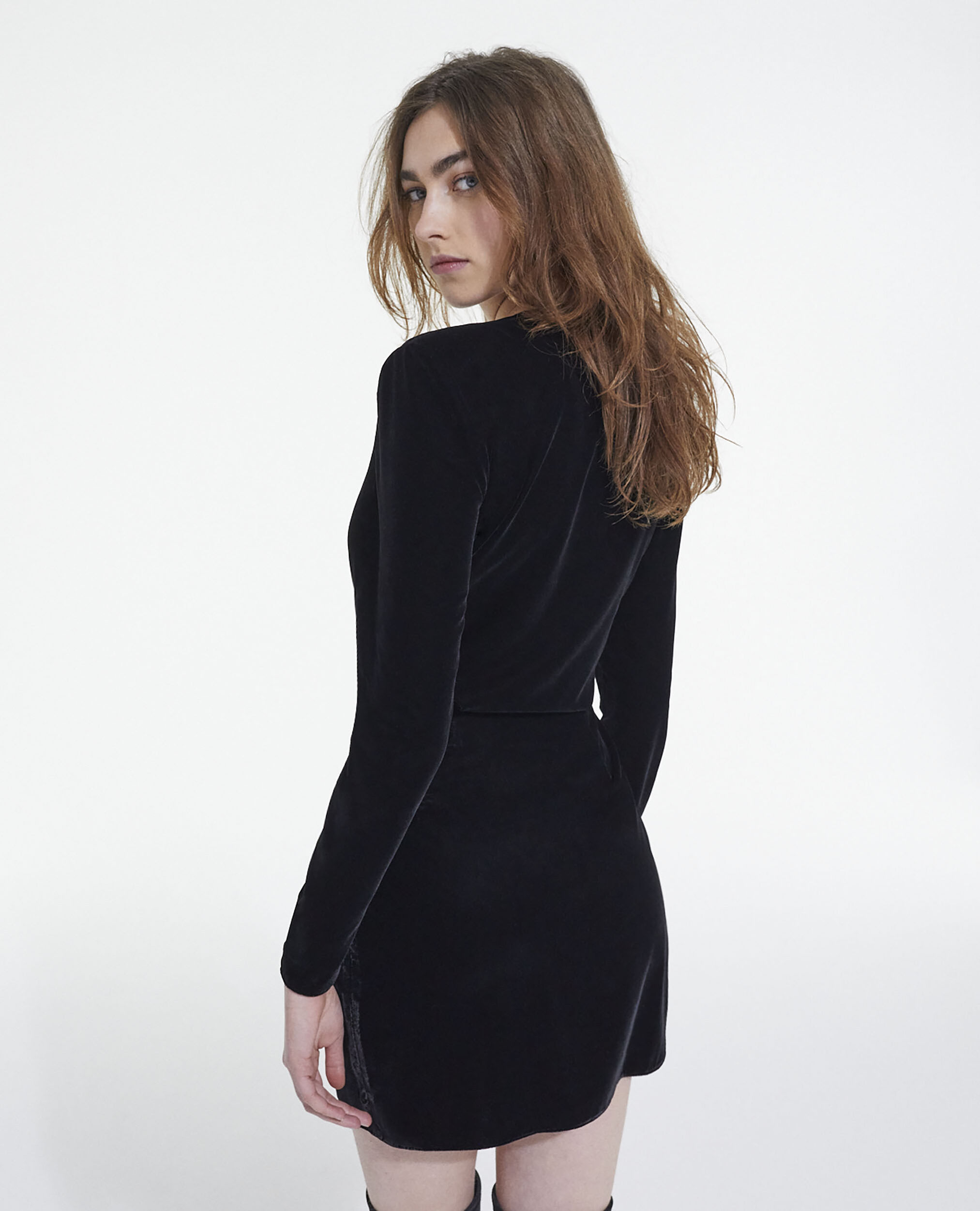 Short black velvet dress, BLACK, hi-res image number null