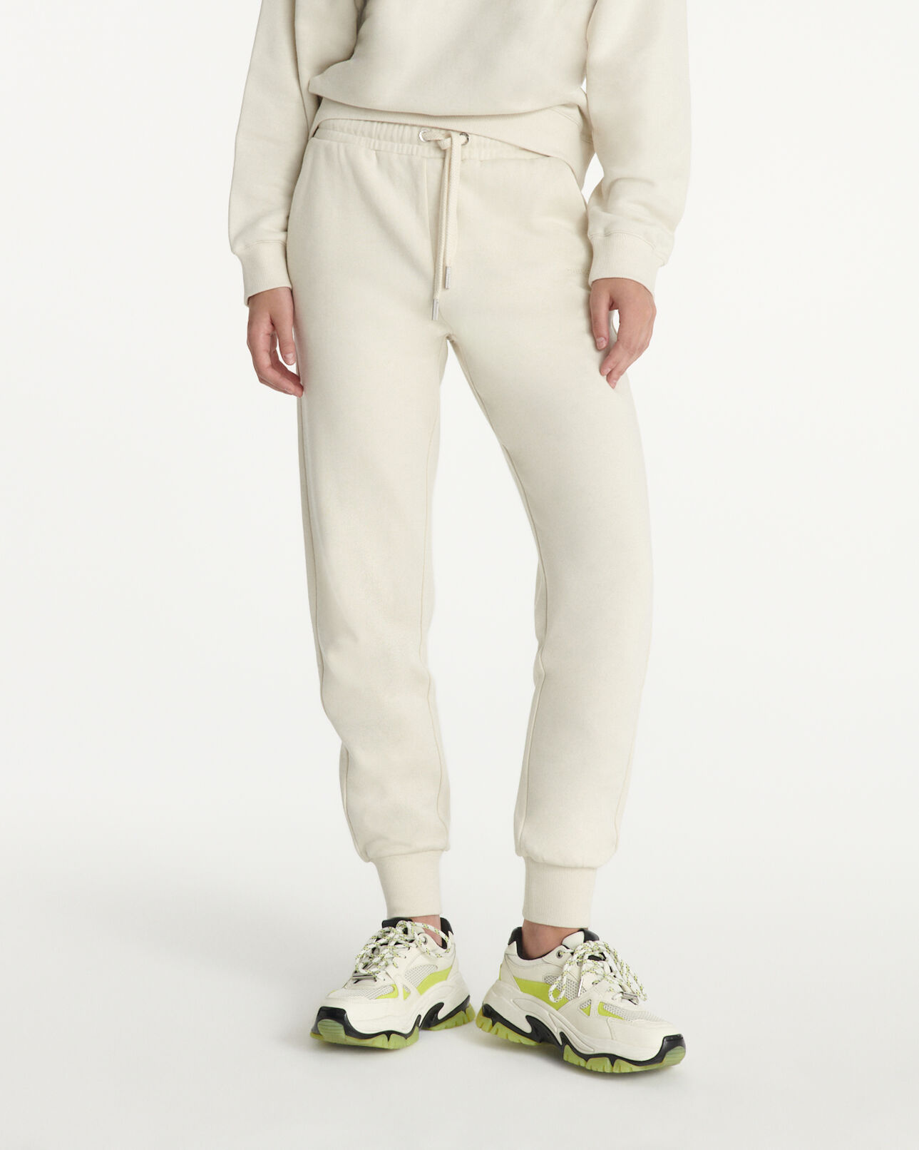 The Kooples FEMME ECRU jogging écru à logo the kooples
