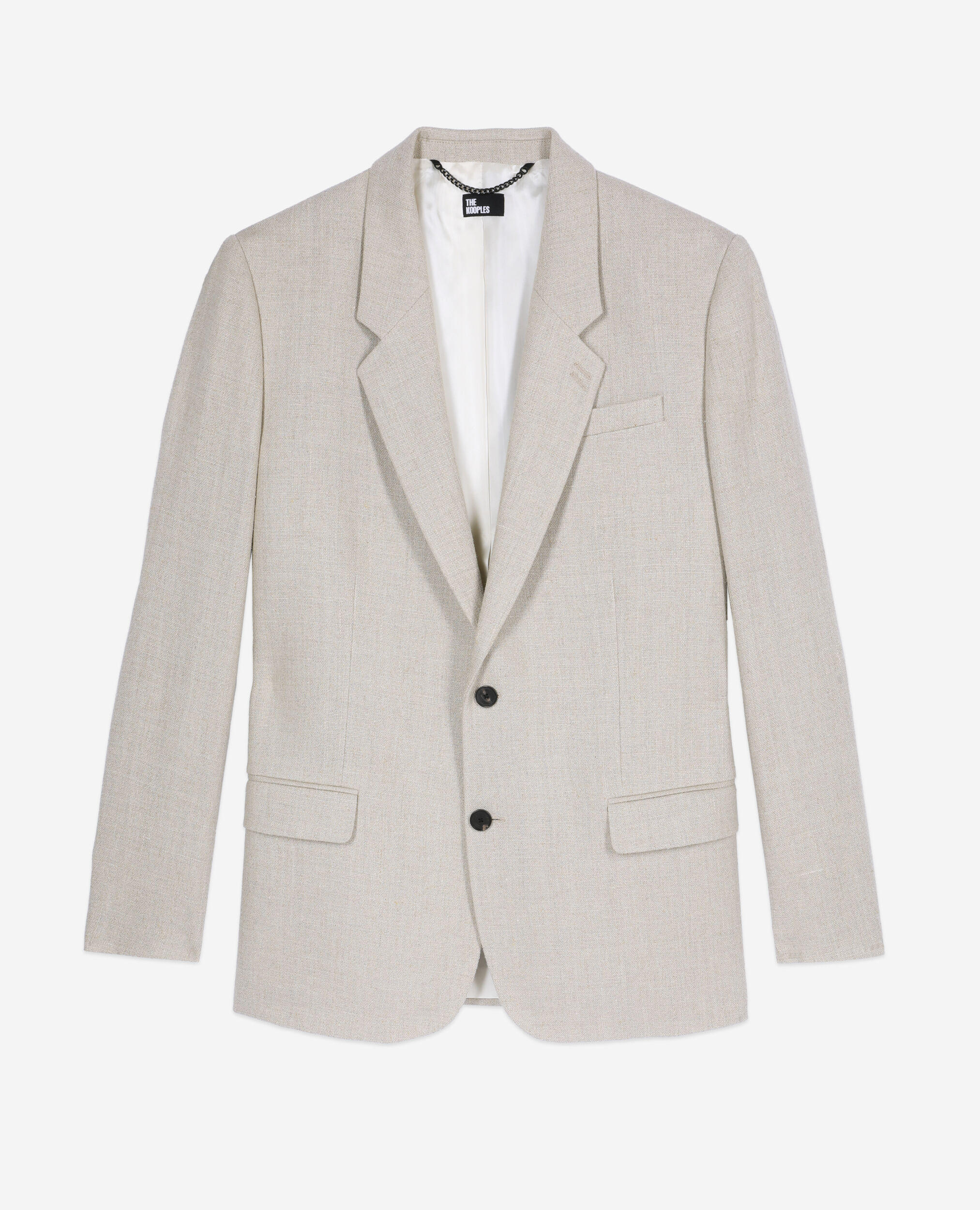 Veste de costume en lin beige, BEIGE, hi-res image number null