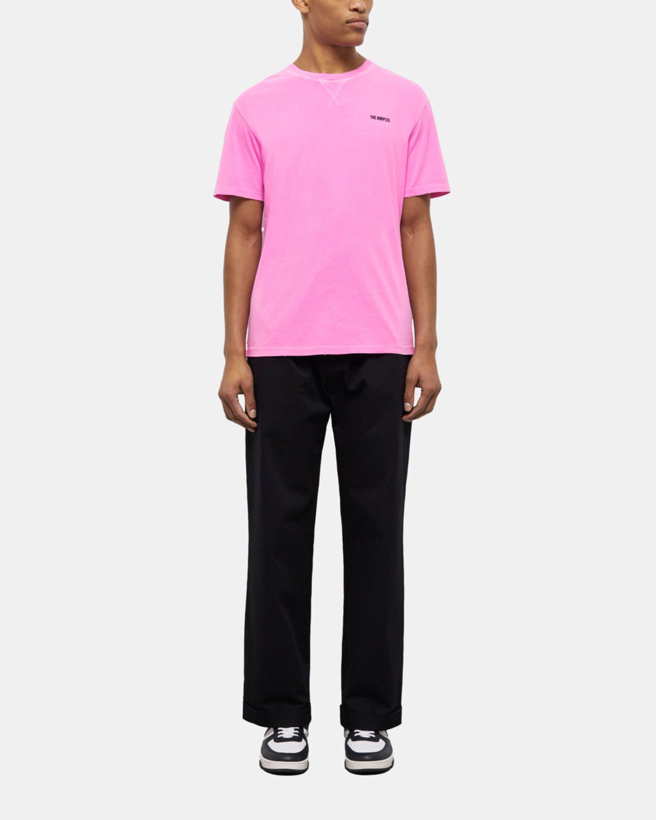The Kooples HOMME FLUO PINK t-shirt homme rose fluo avec logo