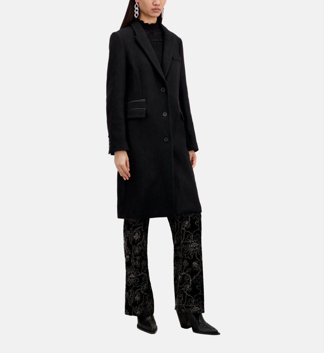 Floor length discount black coat womens