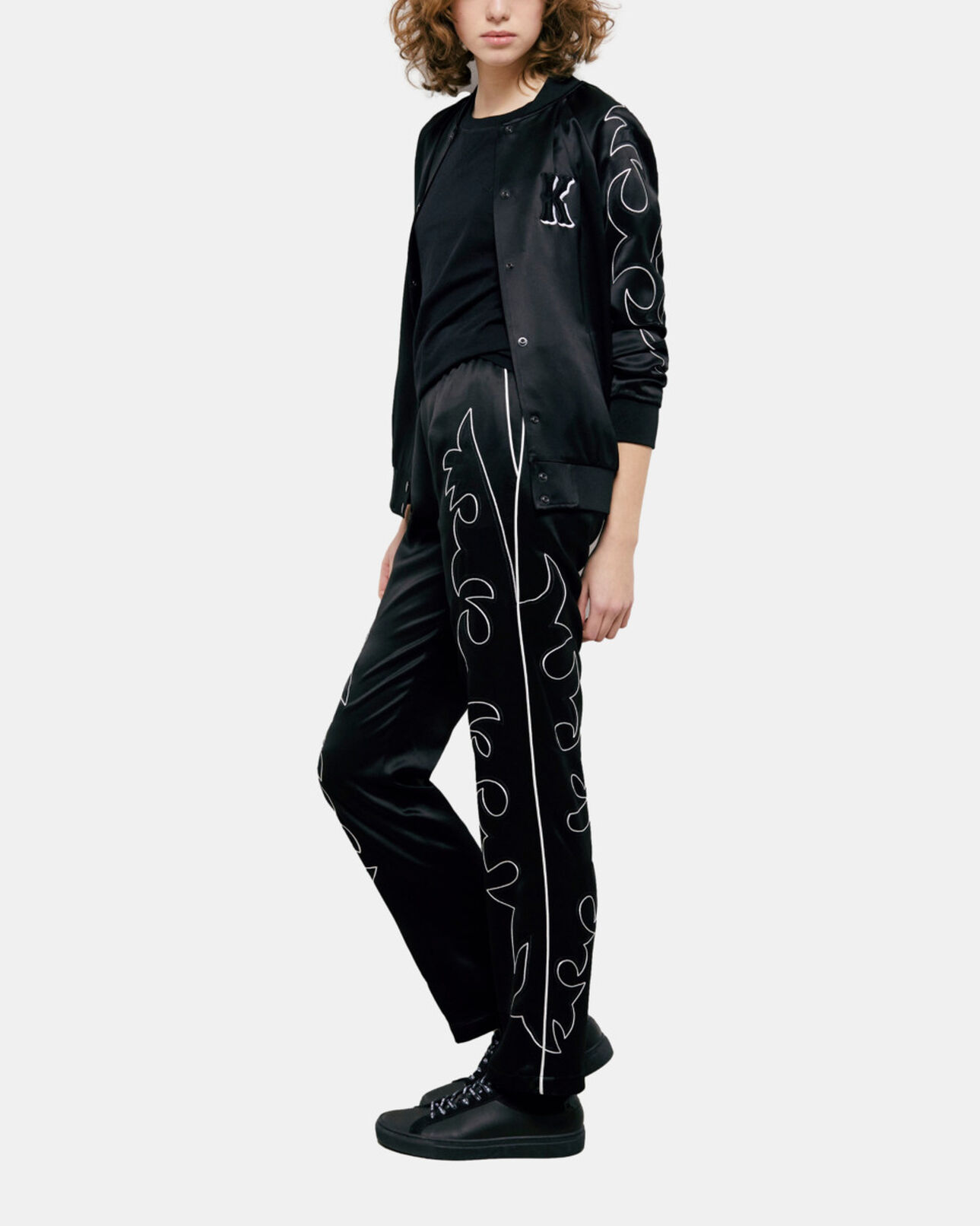 The Kooples WOMEN BLACK black teddy jacket with western-style embroidery
