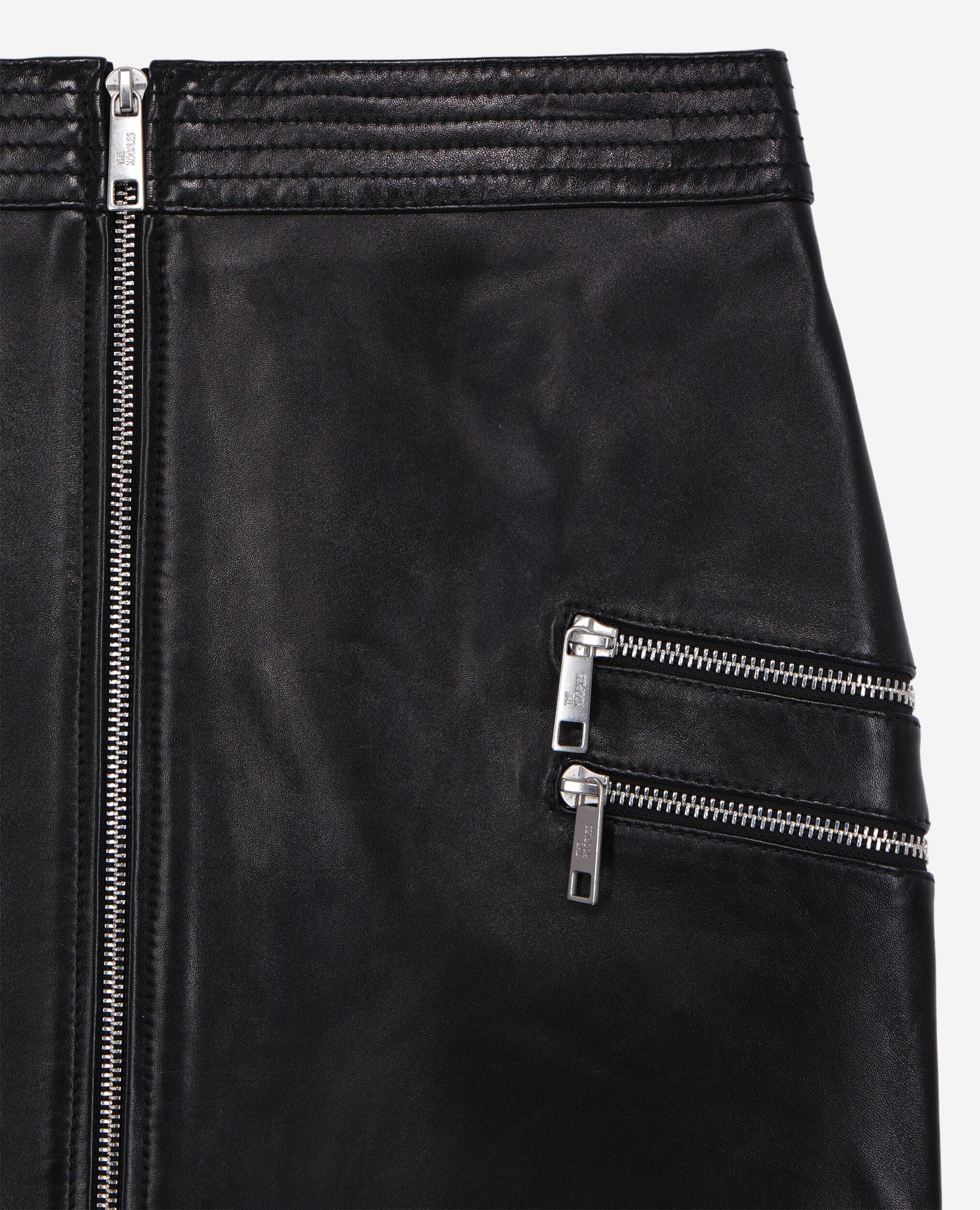 Jupe courte en cuir noire, BLACK, hi-res image number null