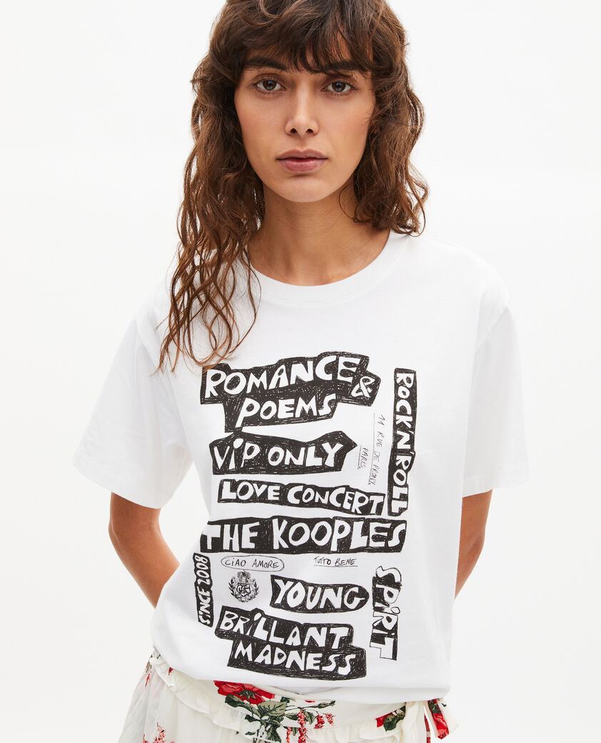 The Kooples WOMEN WHITE t-shirt with white screen print