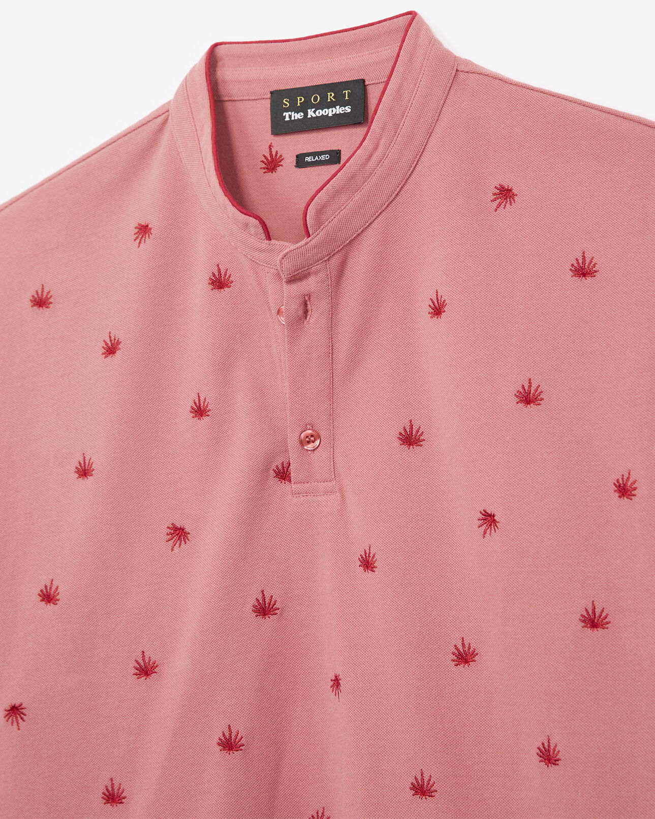 The Kooples HOMME OLD PINK polo coton rose minibroderies all-over