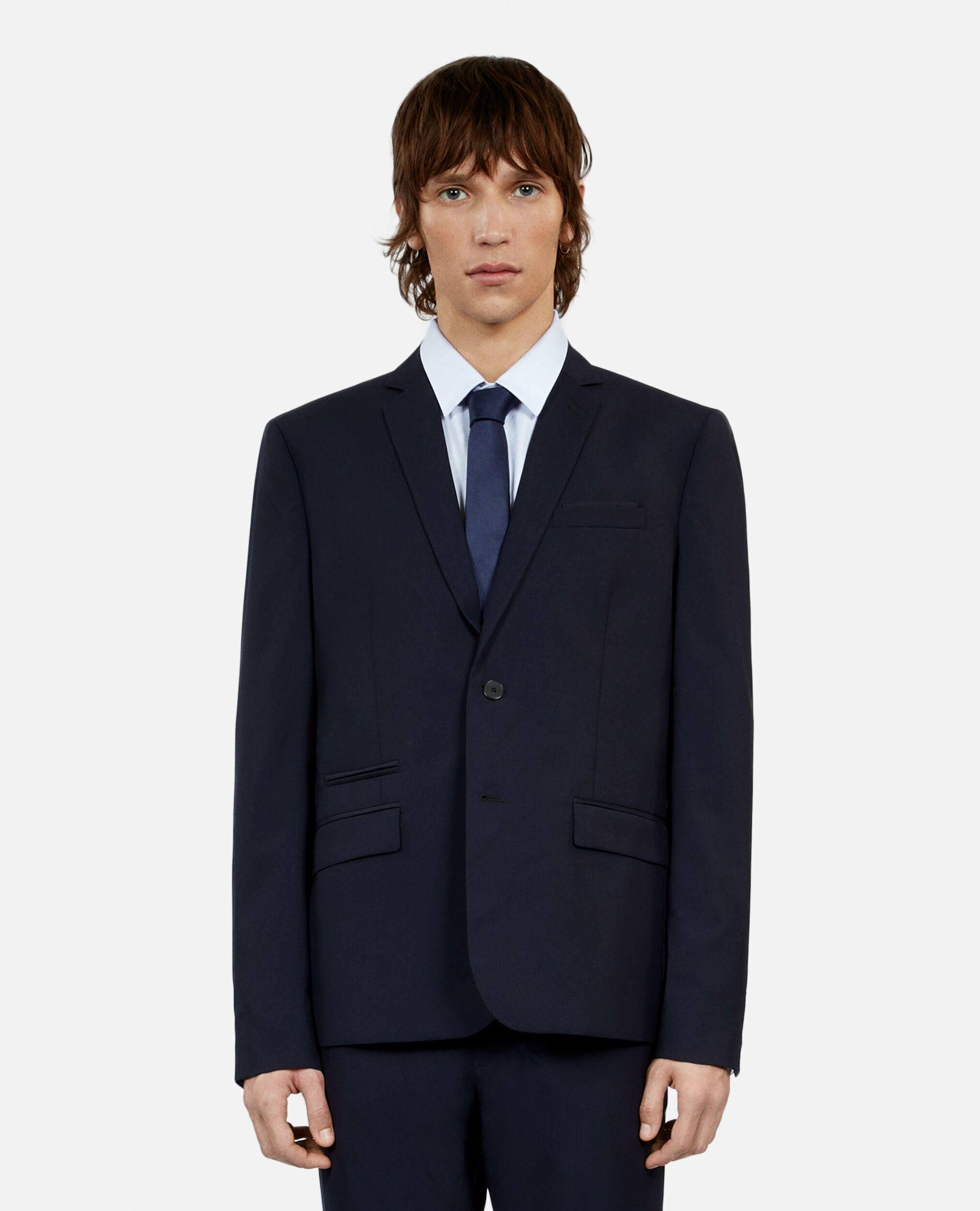Navy blue wool suit jacket, DARK NAVY, hi-res image number null