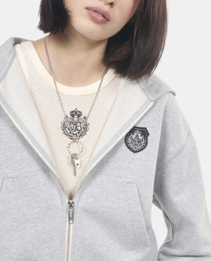 The Kooples DAMEN LIGHT GREY MELANGE graues sweatshirt blazon mit kapuze