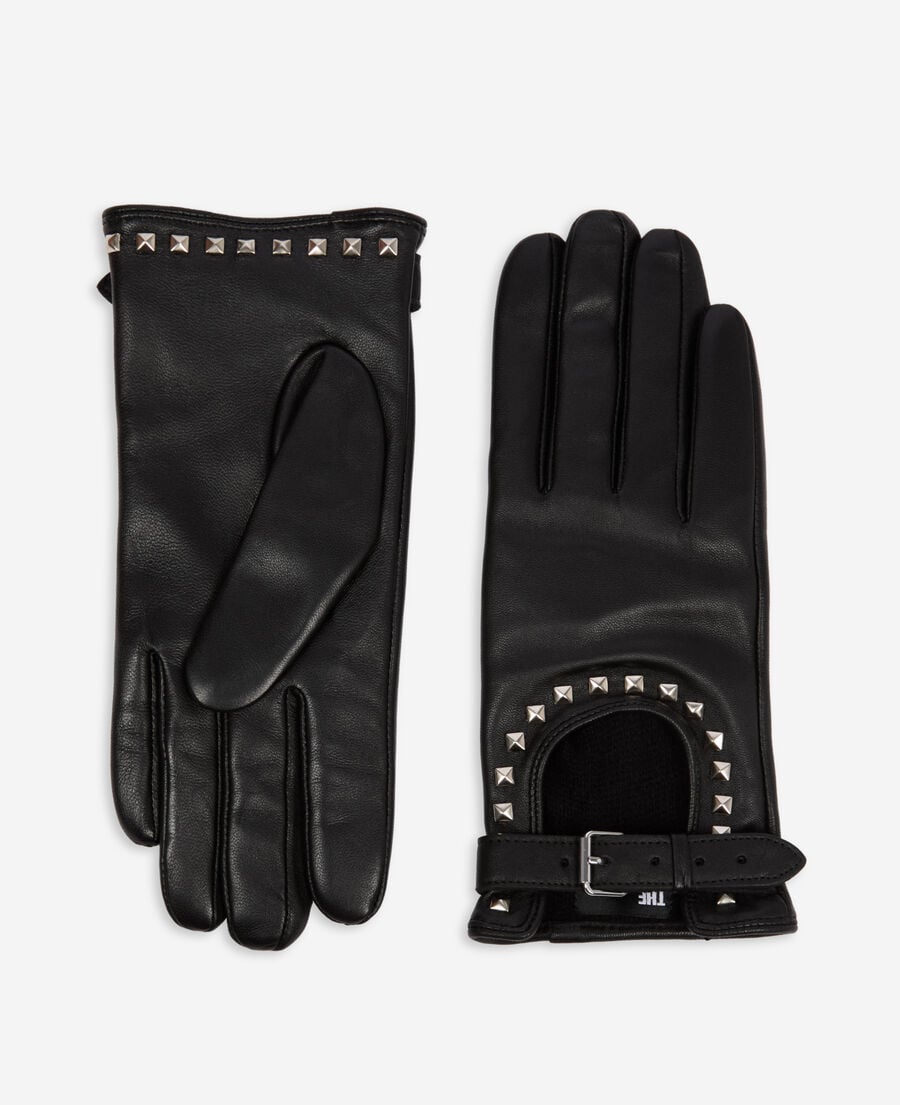 The Kooples WOMEN BLACK studded black leather gloves