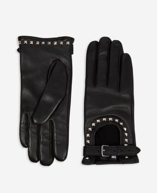 The Kooples WOMEN BLACK studded black leather gloves