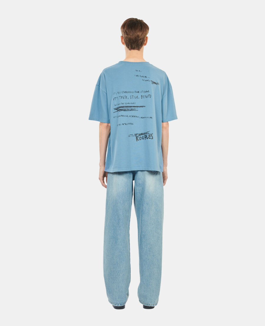 The Kooples H STONE BLUE light blue what is handwritten serigraphy t-shirt