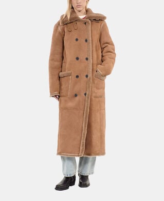 The Kooples FEMME BROWN peau lain&eacute;e longue marron