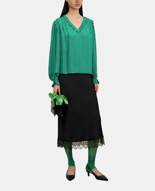 The Kooples FEMME GREEN top vert avec fronces