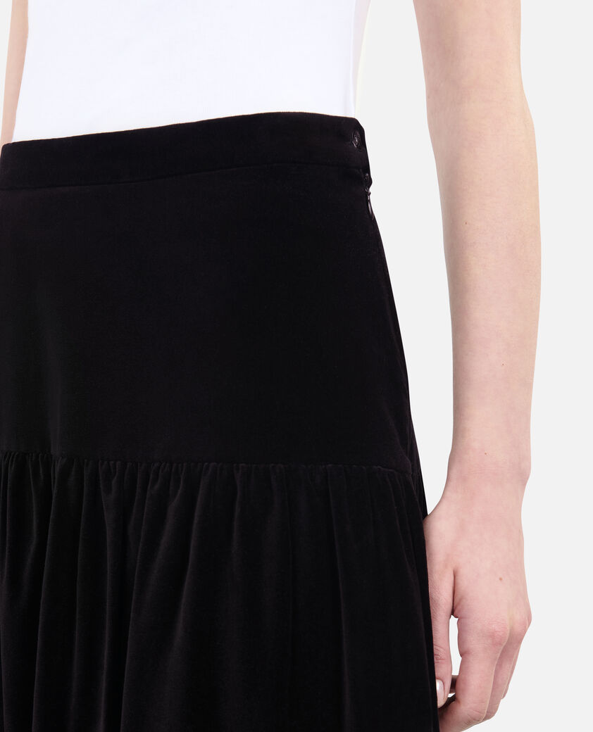 The Kooples WOMEN BLACK black velvet long skirt