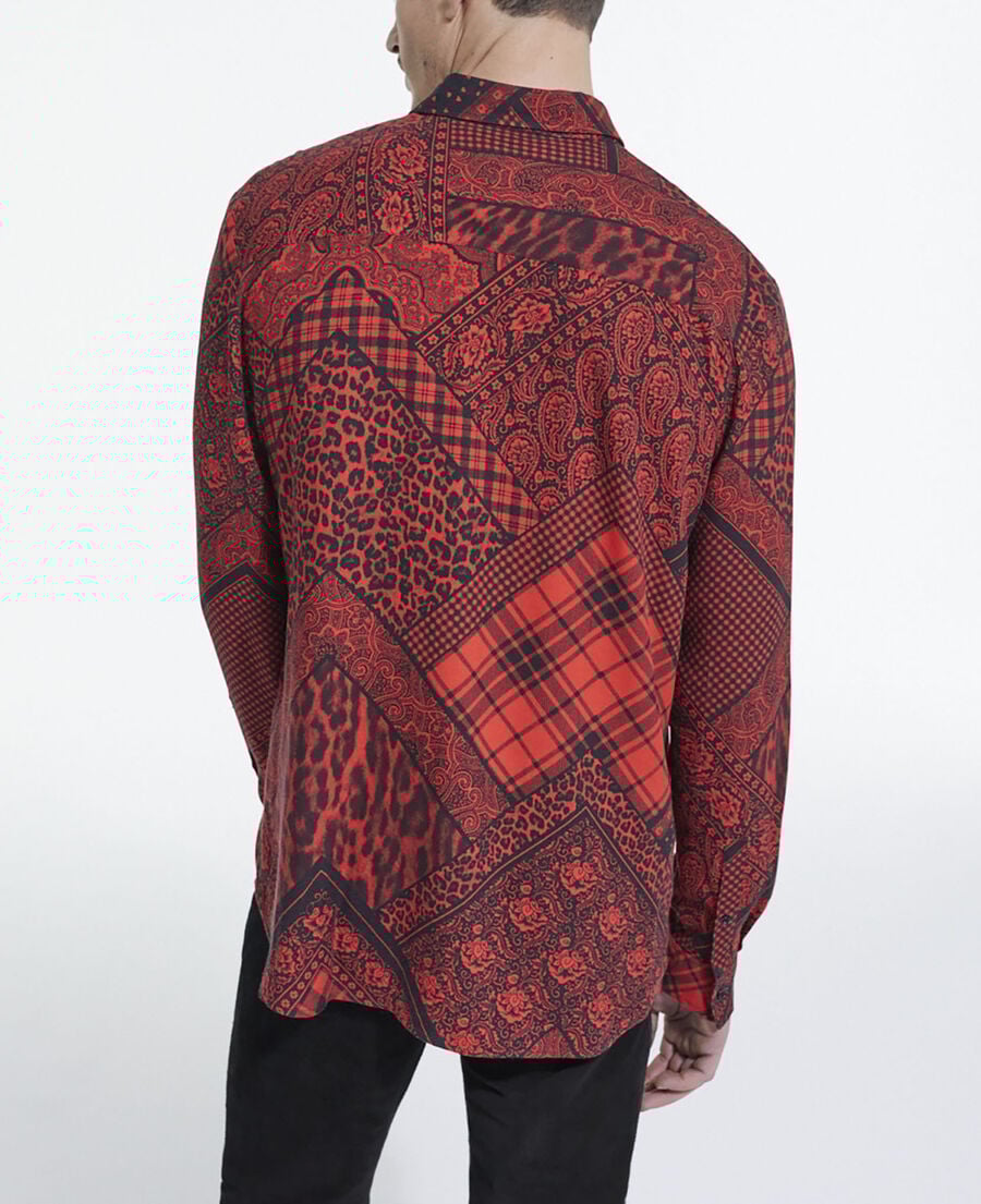 The Kooples H BLACK - RED printed shirt with classic collar