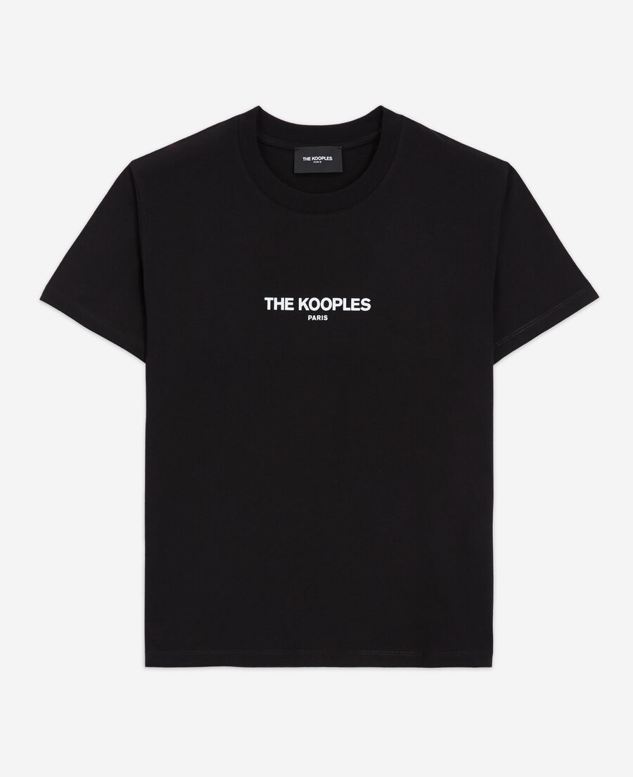 schwarzes baumwoll-t-shirt damen mit logoprint