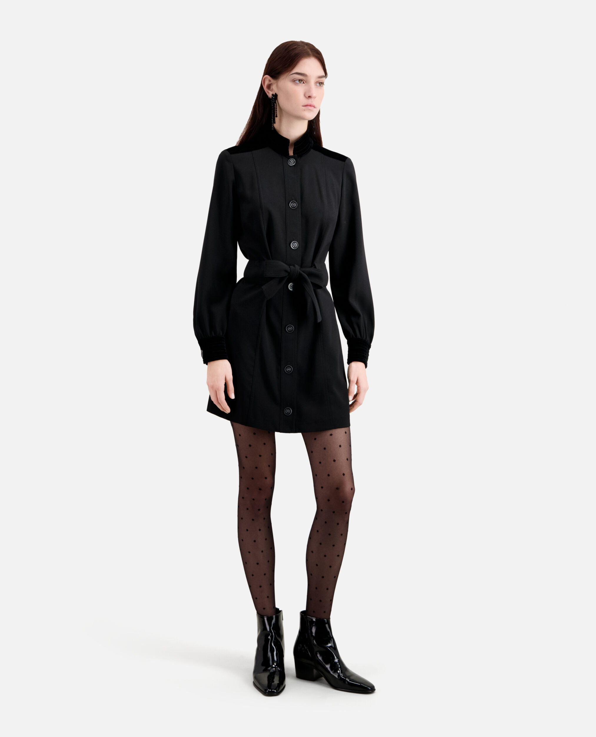 dress - Kooples details | velvet with The Short black crepe US