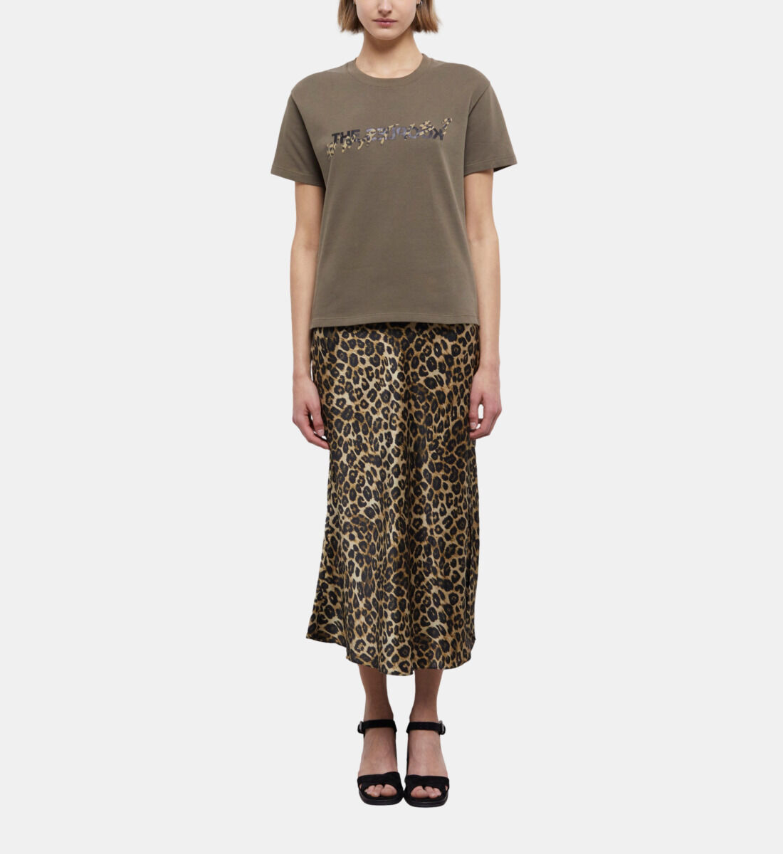 Women s khaki and leopard print what is t shirt The Kooples Canada