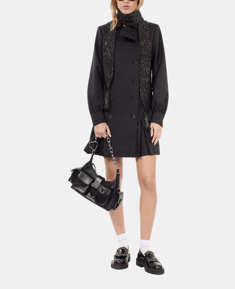The Kooples FEMME BLACK écharpe fine à sequins en maille noire