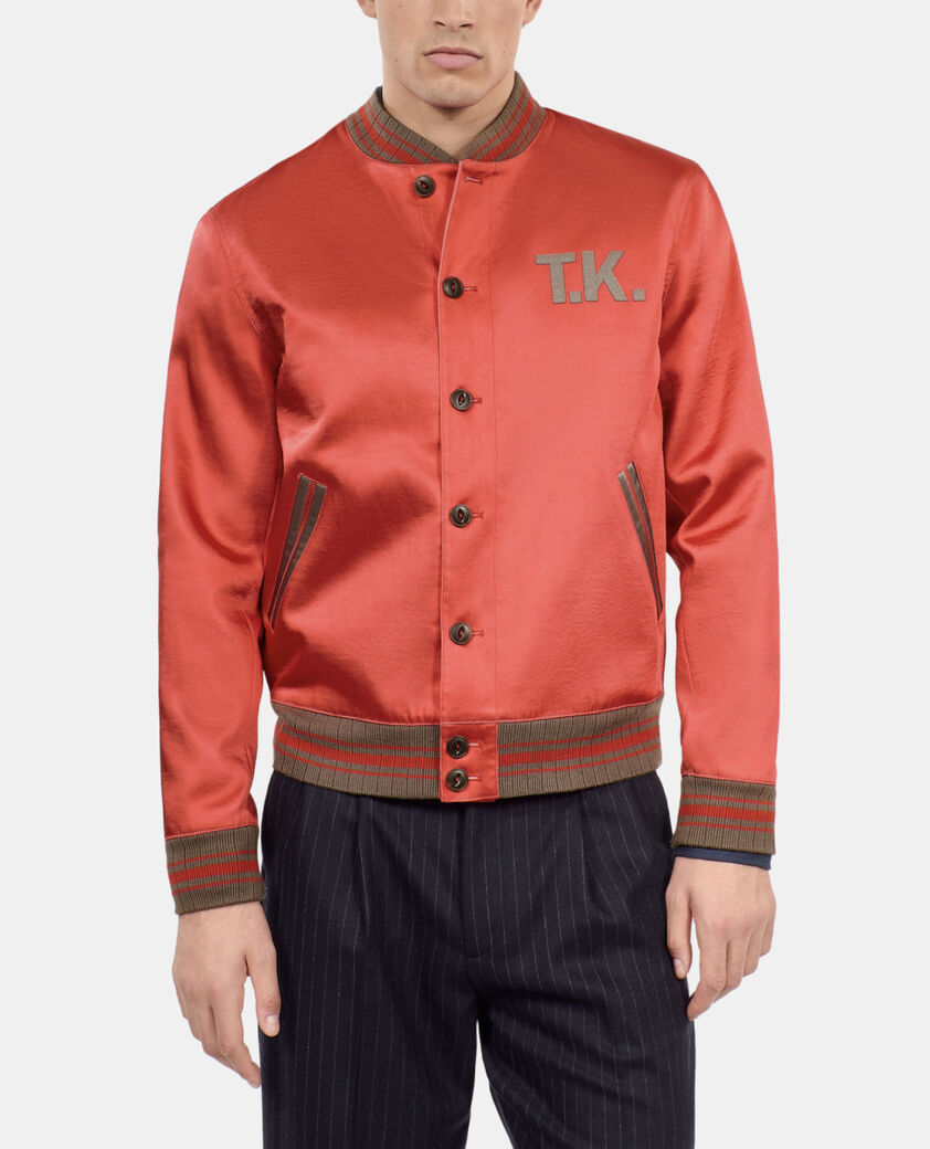 The Kooples HOMME RUBIS blouson satiné avec patchs rouge