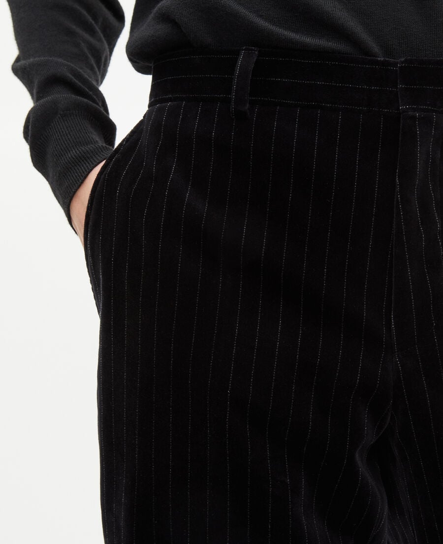 The Kooples MEN BLACK straight black velvet suit pants