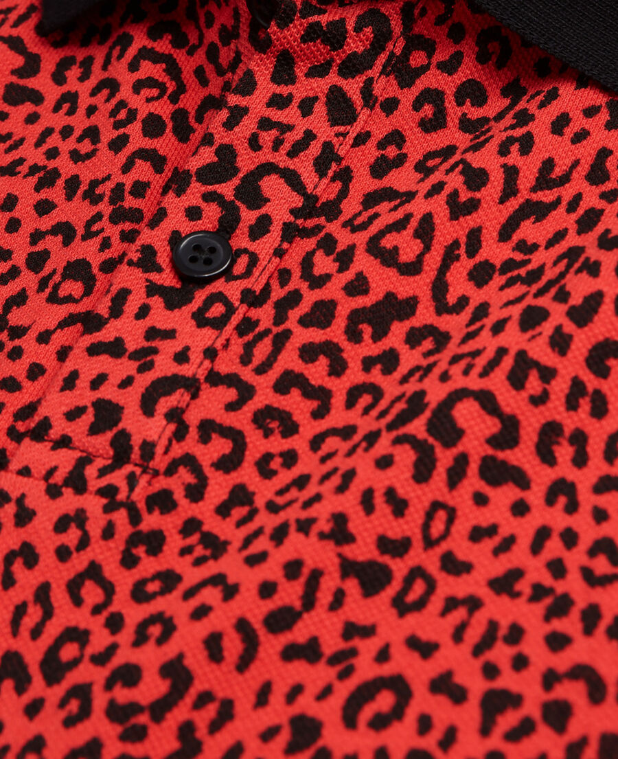 red polo with leopard print