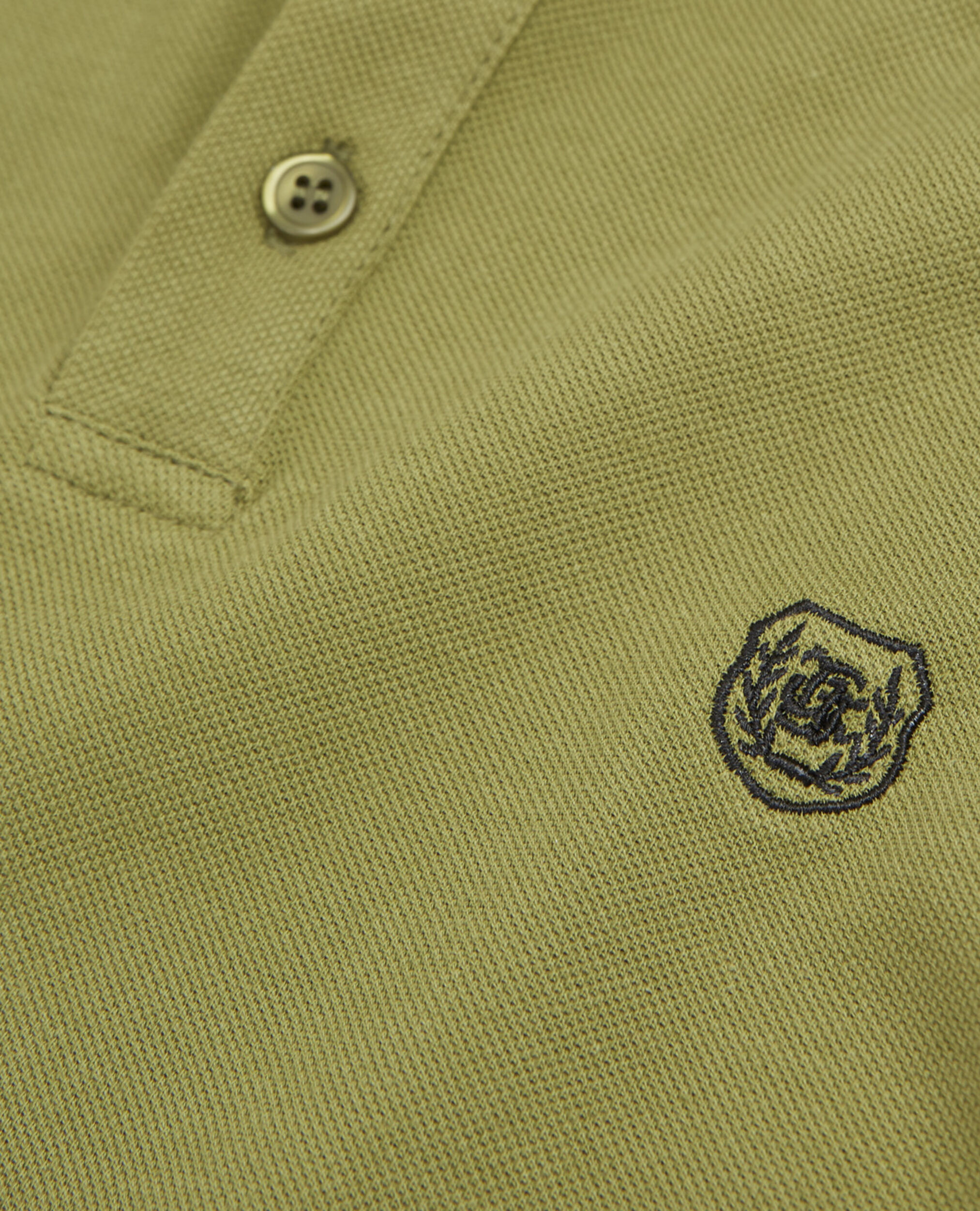 Green polo with officer collar and embroidery, GREEN / BLACK, hi-res image number null