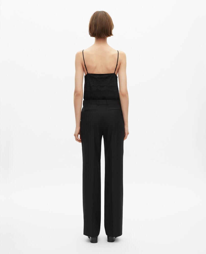 The Kooples WOMEN BLACK black straight-cut wool tailored trousers 