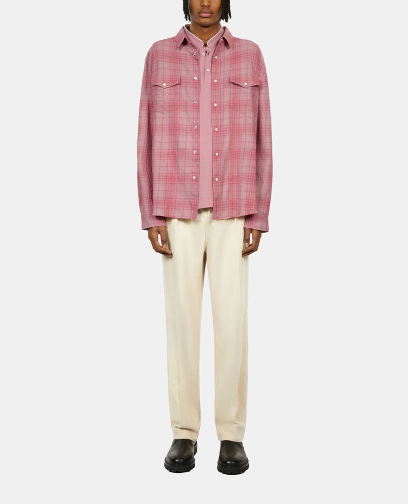 The Kooples HERREN PINK WOOD rosa hemd mit karomuster