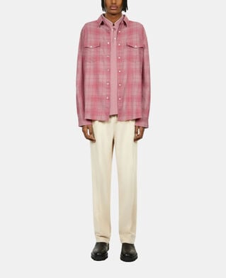 The Kooples HERREN PINK WOOD rosa hemd mit karomuster