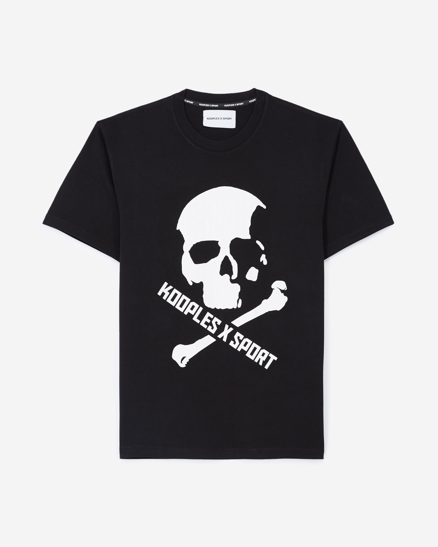 Baumwoll-T-Shirt schwarz Totenkopfmotiv, BLACK, hi-res image number null